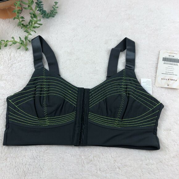 NWT Fabletics Night Shade Gray Neon Green Ines Low Impact Sports Bra Women Small - Picture 1 of 5